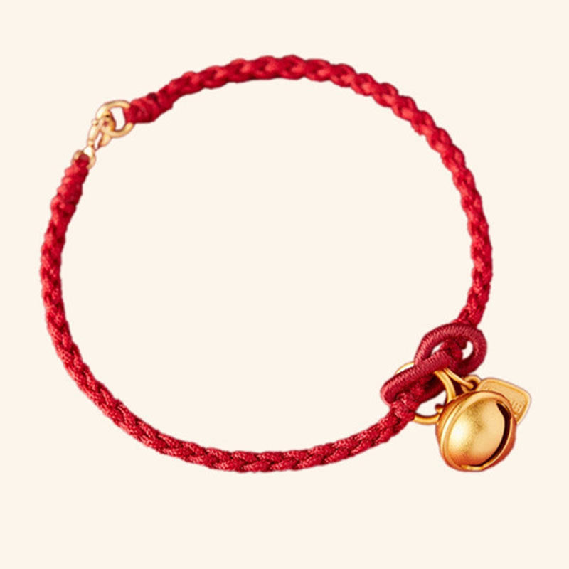 KarmaRipple's Handmade Fu Character Talisman Fortune Happiness Bell Red Rope Bracelet p12