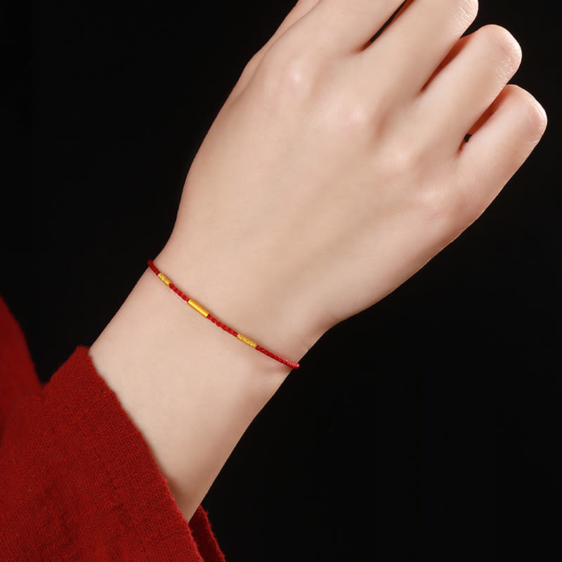 KarmaRipple's 999 Gold Bead Handmade Four Thread Wishful Knots Woven Protection Bracelet p9