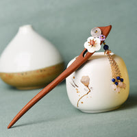 KarmaRipple's Red Sandalwood Pink Gemstone Talisman Balancing Hairpin Decorations