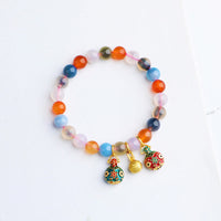 KarmaRipple's Colorful Candy Agate Gold Swallowing Beast Family Peach Balance Talisman Bracelet