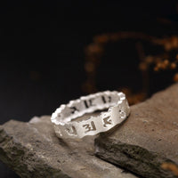 KarmaRipple's Tibetan 925 Sterling Silver Om Mani Padme Hum Peace Hollow Ring