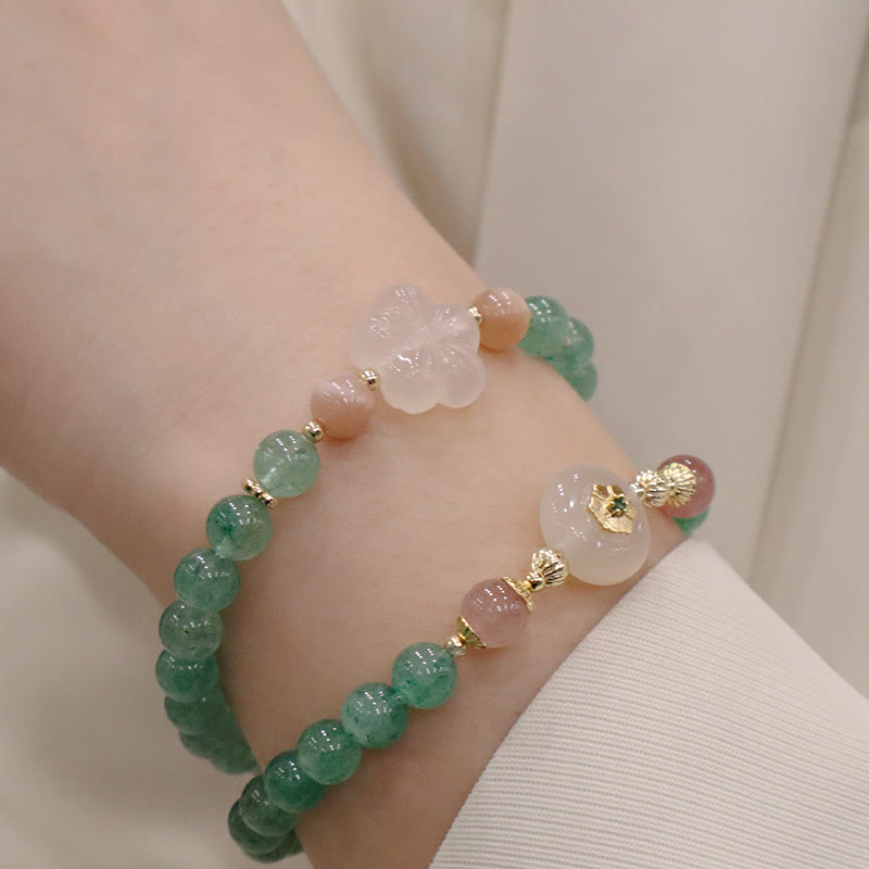 KarmaRipple's Authentic Green Strawberry Quartz Chalcedony Flower Gratitude Bracelet p3