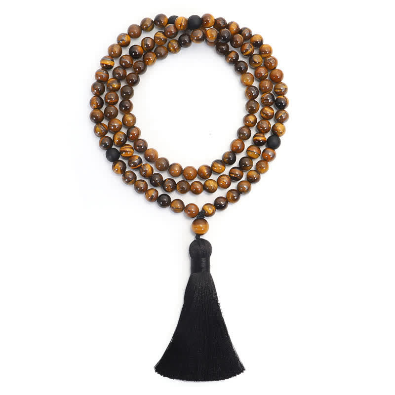 KarmaRipple's 108 Beadwork Mala Tiger Eye Protection Tassel Bracelet p14