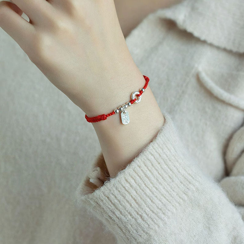 KarmaRipple's 925 Sterling Silver Auspicious Clouds Peace Buckle Safe And Sound Bracelet Anklet ( p16