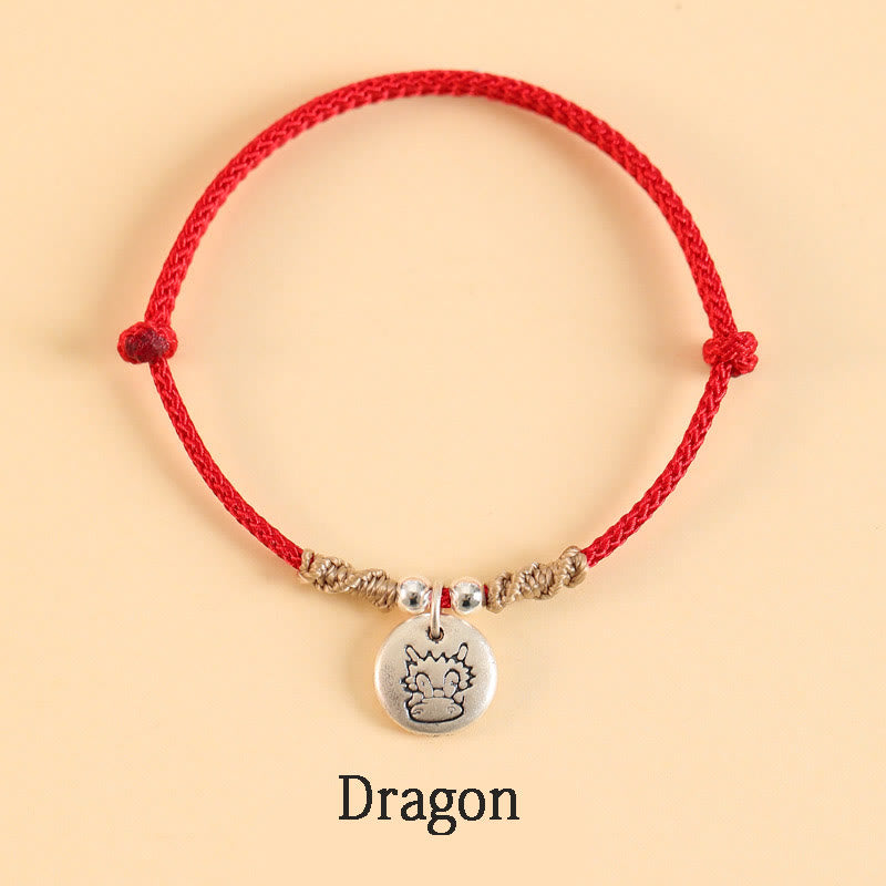 KarmaRipple's Handmade 999 Sterling Silver Year of the Dragon Cute Chinese Zodiac Fortune Woven Bracelet ( p34