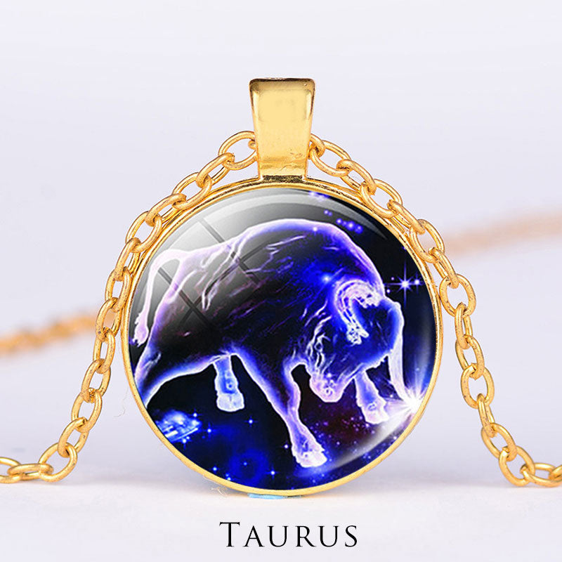 KarmaRipple's 12 Constellations of the Zodiac Moon Starry Sky Protection Blessing Pendant Necklace p50