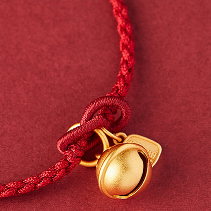 KarmaRipple's Handmade Fu Character Talisman Fortune Happiness Bell Red Rope Bracelet p9