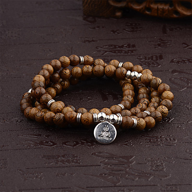 KarmaRipple's Tibetan Lightning Strike Wood Bracelet Lotus Buddha Mala p2