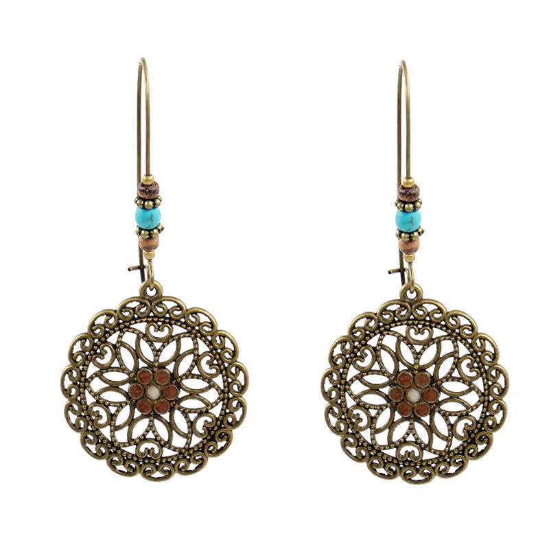 KarmaRipple's Round Flower Design Fortune Dangle Drop Earrings p10
