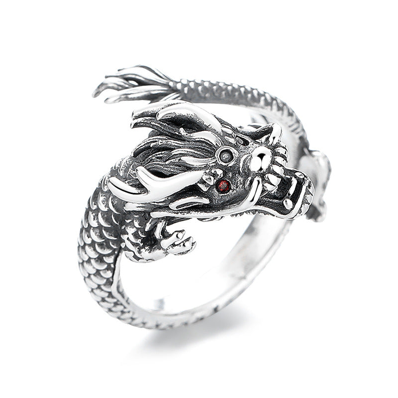 KarmaRipple's Vintage 925 Sterling Silver Year Of The Dragon Design Fortune Metal Ring p1