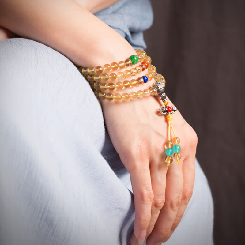 KarmaRipple's 925 Sterling Silver 108 Mala Beadwork Authentic Citrine Red Agate Amber Pleasure Talisman Bracelet p5