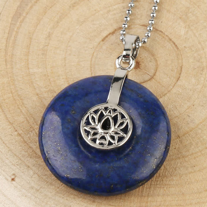 KarmaRipple's Various Gemstone Amethyst Pink Gemstone Lotus Balancing Pendant Necklace p4