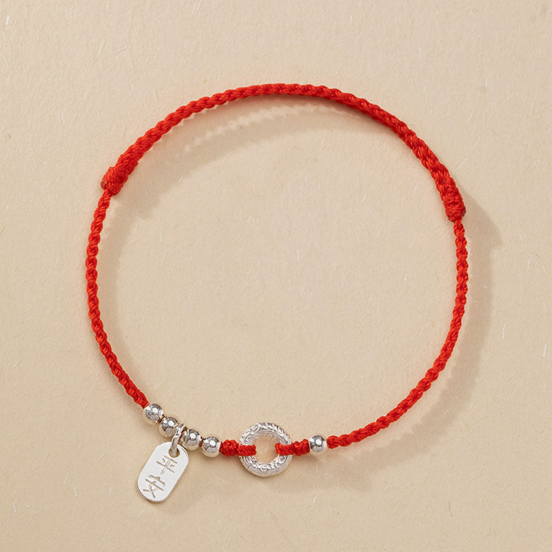 KarmaRipple's 925 Sterling Silver Auspicious Clouds Peace Buckle Safe And Sound Bracelet Anklet ( p9