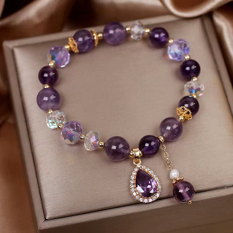 KarmaRipple's Authentic Amethyst Zircon Love Heart Balancing Soul Talisman Bracelet p2