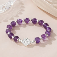 KarmaRipple's 925 Sterling Silver Authentic Amethyst Lotus Spiritual Bracelet