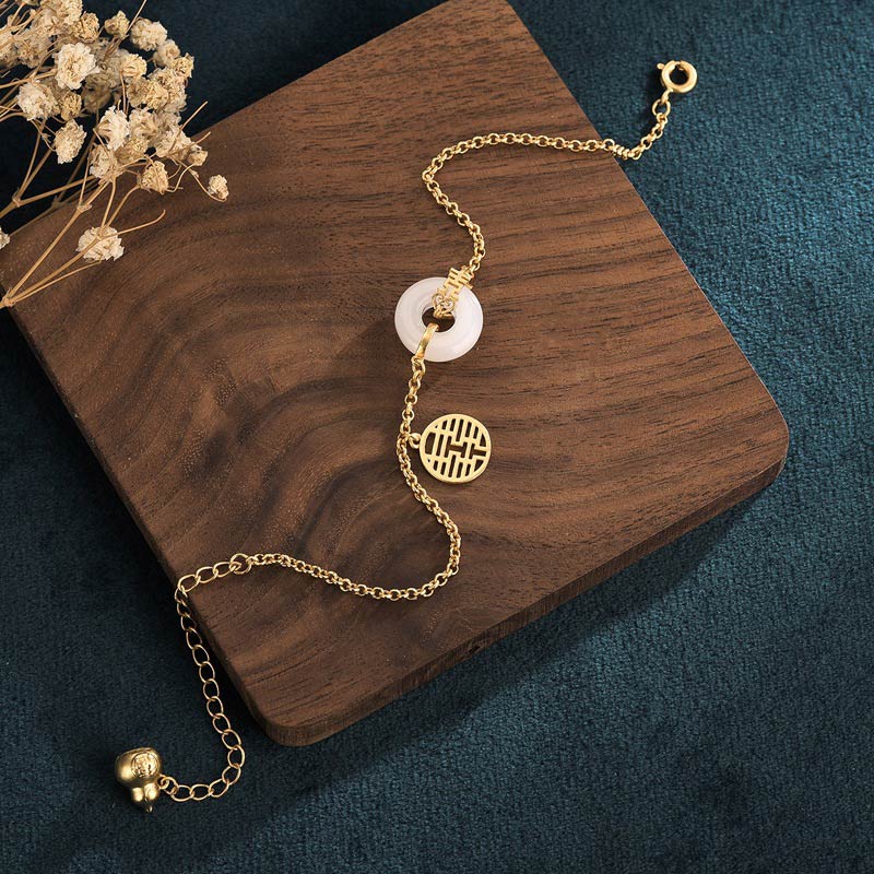 KarmaRipple's Ivory Jade Double Happiness Fortune Bracelet p4