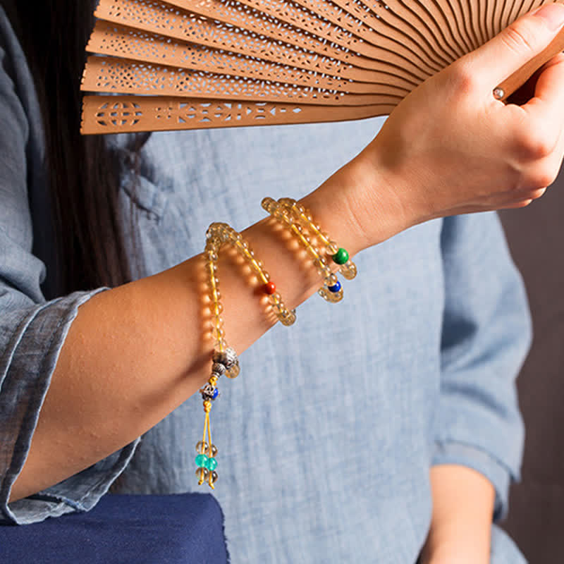 KarmaRipple's 925 Sterling Silver 108 Mala Beadwork Authentic Citrine Red Agate Amber Pleasure Talisman Bracelet p17