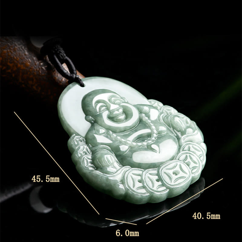 KarmaRipple's Laughing Buddha Authentic Jade Bronze Coin Abundance Pendant Necklace p8