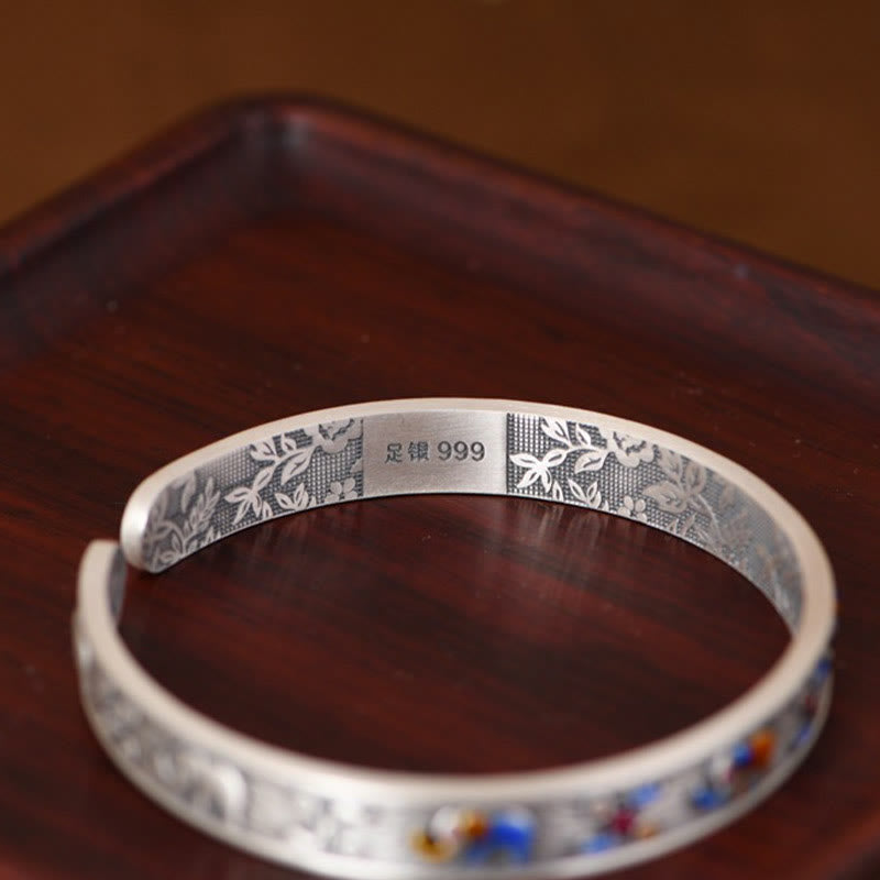 KarmaRipple's 999 Sterling Silver Elephant Strength Wisdom Bracelet Cuff Bangle p6