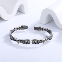 KarmaRipple's Angel Wings Feather Pattern Carved Fortune Cuff Bracelet Bangle