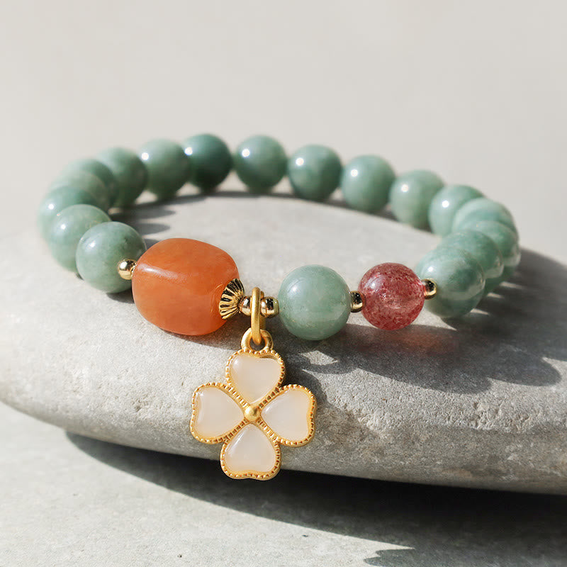 KarmaRipple's Jade Four Leaf Clover Talisman Prosperity Bracelet p3