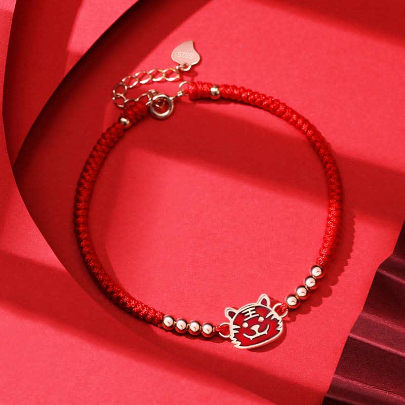 KarmaRipple's 925 Sterling Silver Chinese Zodiac Fortune Faith Discolor Red String Bracelet p3