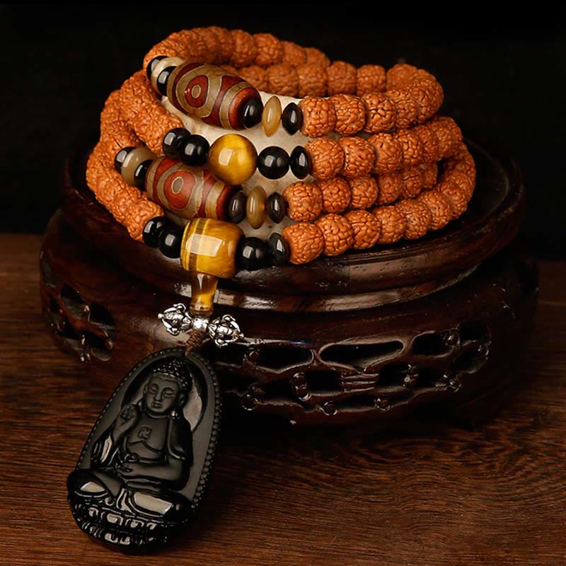 KarmaRipple's Tibet 108 Mala Beadwork Rudraksha Bodhi Seed Chinese Zodiac Natal Buddha Wealth Talisman Bracelet p22