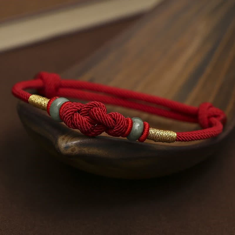 KarmaRipple's Bring Good Fortune Red String Jade Fortune Weave Woven Pair Bracelet p6