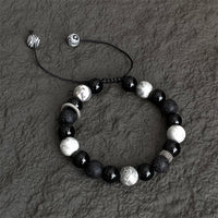 KarmaRipple's Vintage Lava Rock Black Obsidian Picasso Jasper Beadwork Support Rope Bracelet