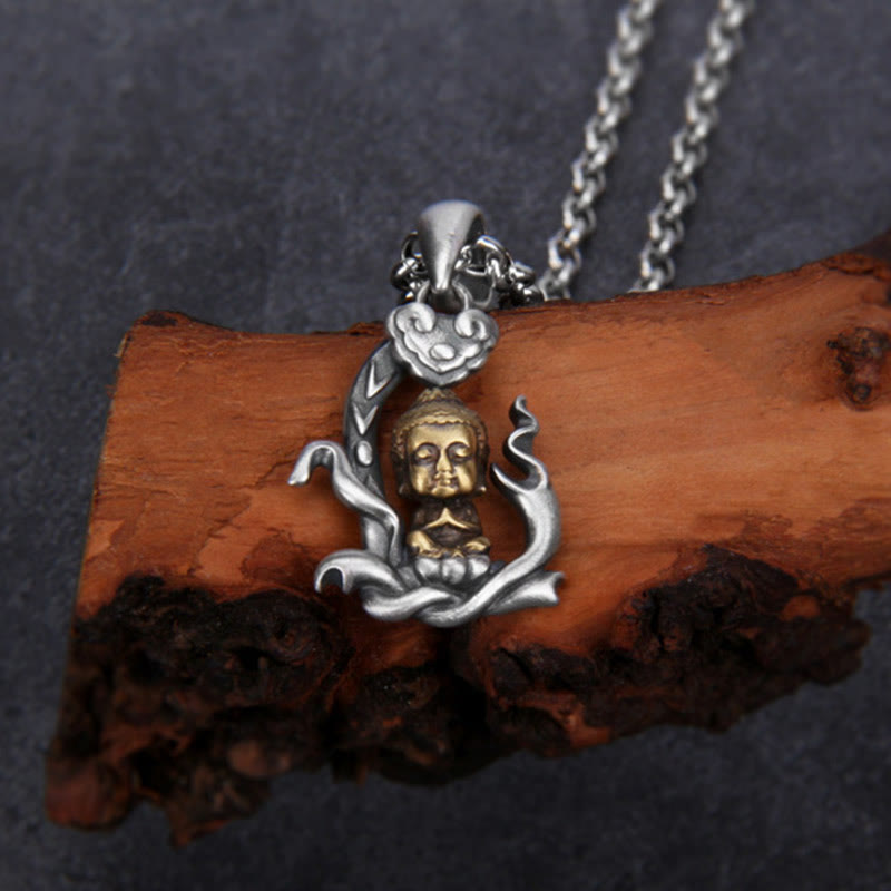 KarmaRipple's 925 Sterling Silver Zen Buddha Ruyi Handle Compassion Pendant Necklace p2