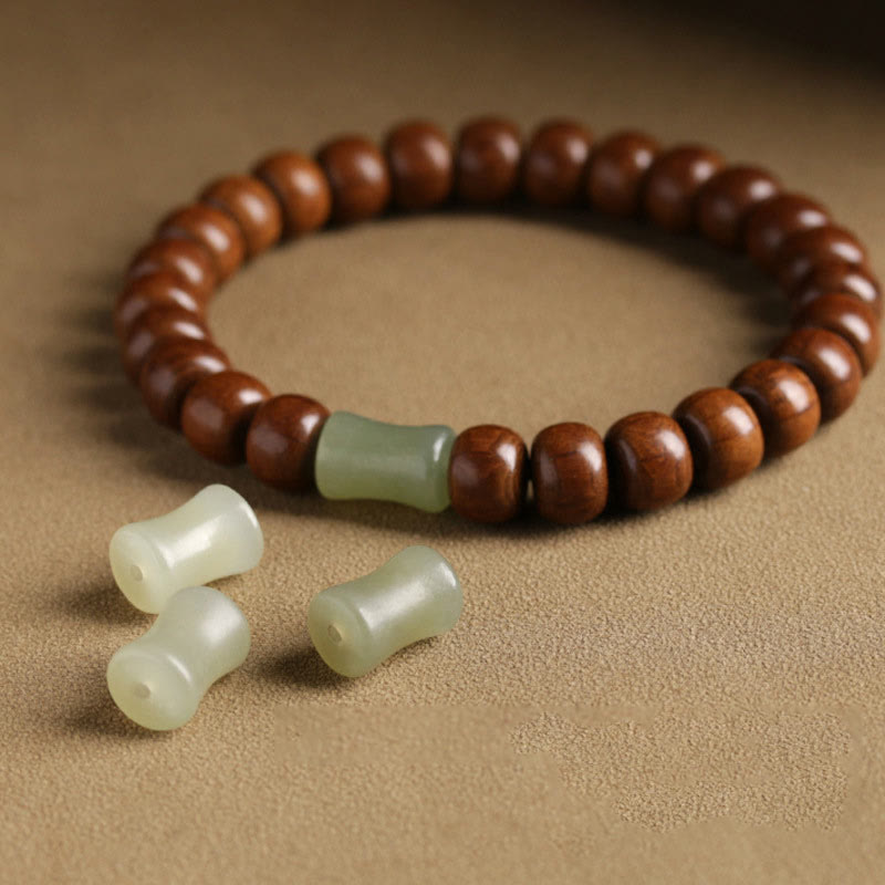 KarmaRipple's Authentic Abelia Biflora Wood Hetian Jade Bamboo Bead Warding Off Evil Spirits Bracelet p6
