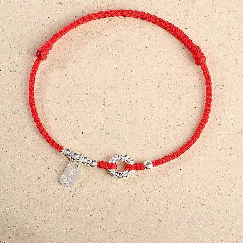 KarmaRipple's 925 Sterling Silver Auspicious Clouds Peace Buckle Safe And Sound Bracelet Anklet ( p26