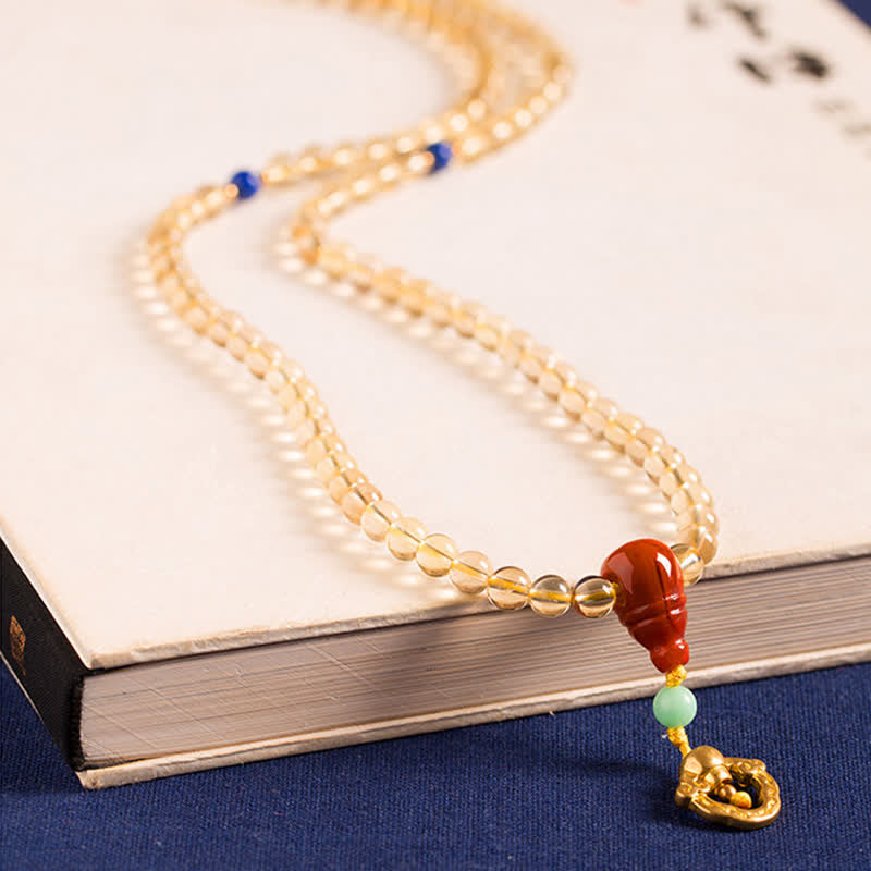 KarmaRipple's 925 Sterling Silver 108 Mala Beadwork Authentic Citrine Red Agate Amber Pleasure Talisman Bracelet p12