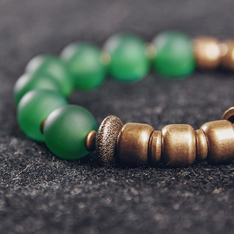 KarmaRipple's Tibetan Red Agate Green Agate Bronze Confidence Fortune Bracelet p12