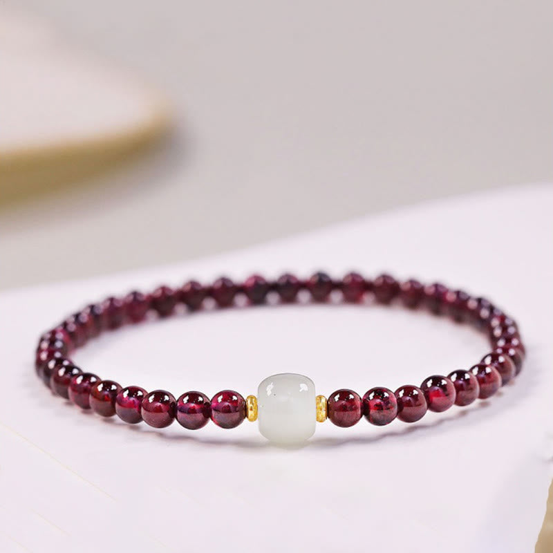 KarmaRipple's Authentic Garnet Jade Bead Purification Bracelet p1