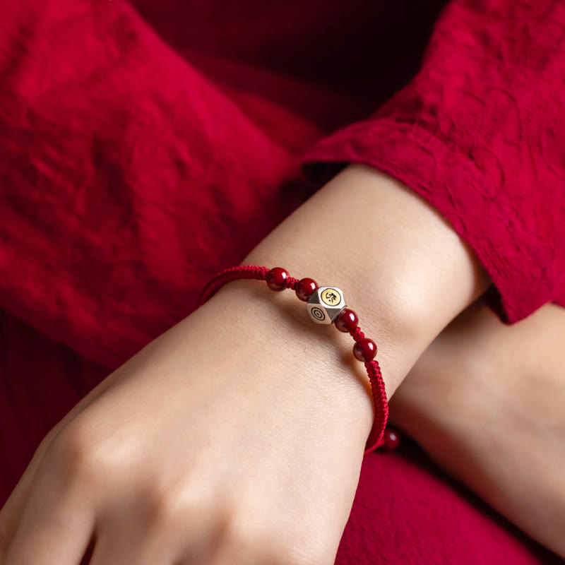 KarmaRipple's 925 Sterling Silver Chinese Zodiac Natal Buddha Cinnabar Calm Bracelet p22
