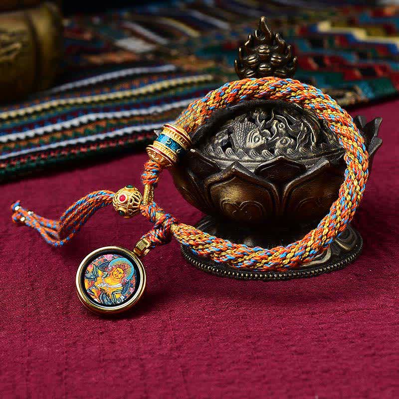 KarmaRipple's Tibetan Handmade Fortune Thangka Prayer Wheel Talisman Weave String Bracelet p42