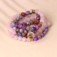 KarmaRipple's 108 Beadwork Miano Real Pink Gemstone Mala Balancing Bracelet