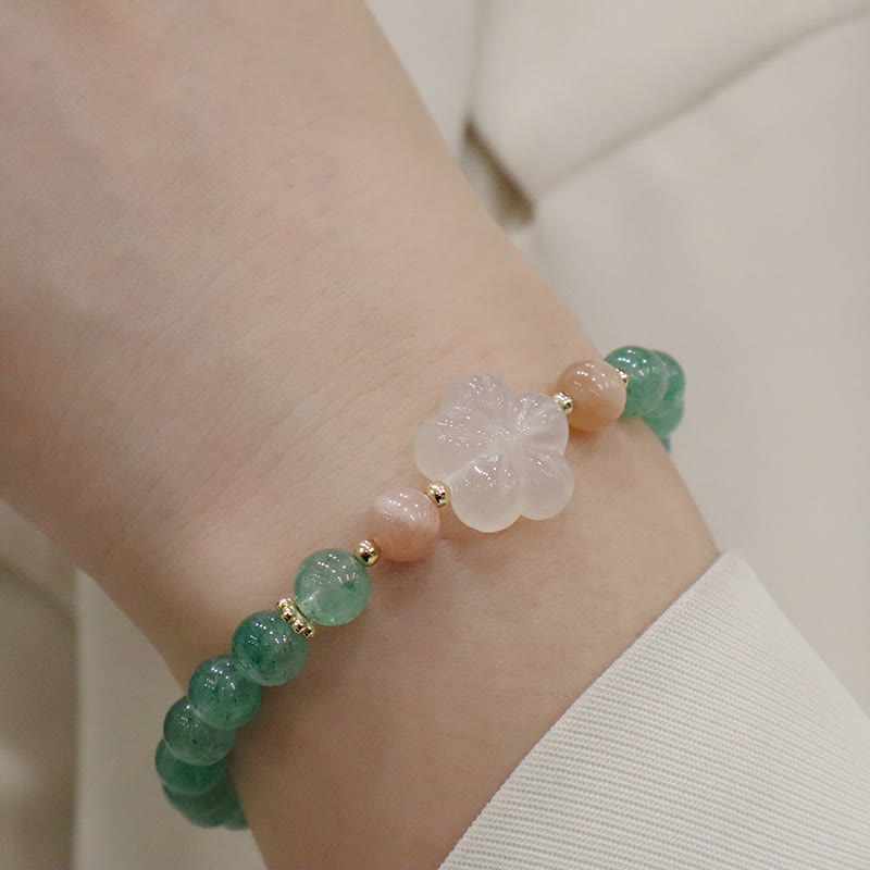 KarmaRipple's Authentic Green Strawberry Quartz Chalcedony Flower Gratitude Bracelet p2