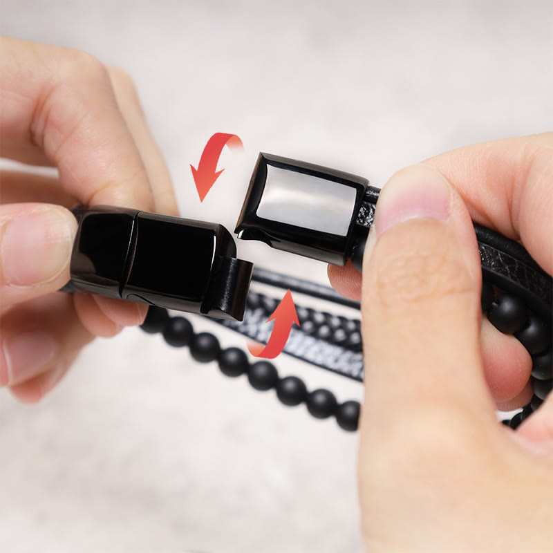 KarmaRipple's Authentic Lava Rock Black Onyx Bead Leather Bracelet p7