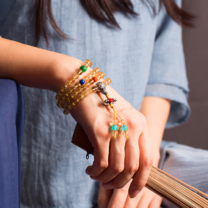 KarmaRipple's 925 Sterling Silver 108 Mala Beadwork Authentic Citrine Red Agate Amber Pleasure Talisman Bracelet p19