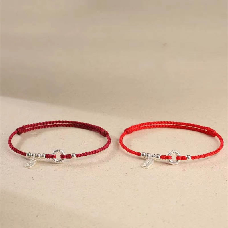 KarmaRipple's 925 Sterling Silver Auspicious Clouds Peace Buckle Safe And Sound Bracelet Anklet ( p19