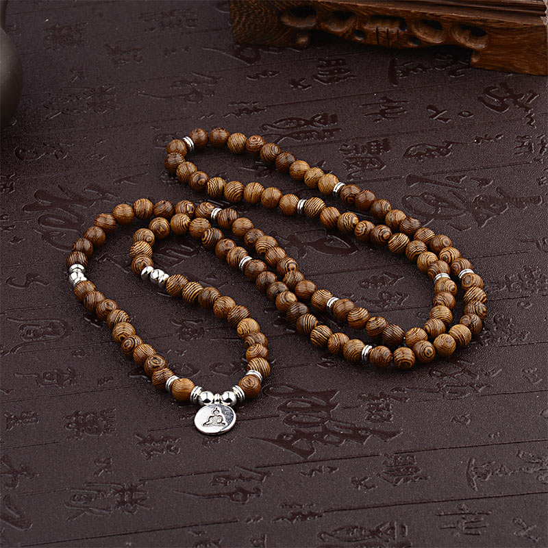 KarmaRipple's Tibetan Lightning Strike Wood Bracelet Lotus Buddha Mala p3