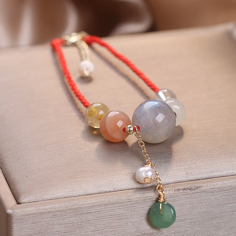 KarmaRipple's Moonstone Sunstone Beadwork Peace Buckle Talisman Balancing Bracelet p8