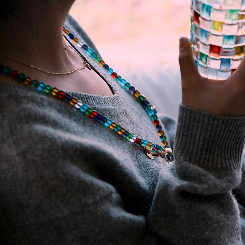 KarmaRipple's Tibetan 108 Mala Beadwork Multicolored Liuli Glass Bead Chinese Zodiac Nine Palaces Eight Diagrams Talisman Bracelet p8