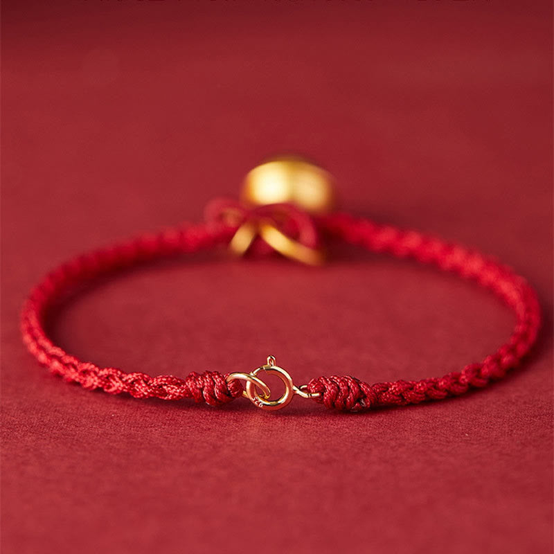 KarmaRipple's Handmade Fu Character Talisman Fortune Happiness Bell Red Rope Bracelet p4