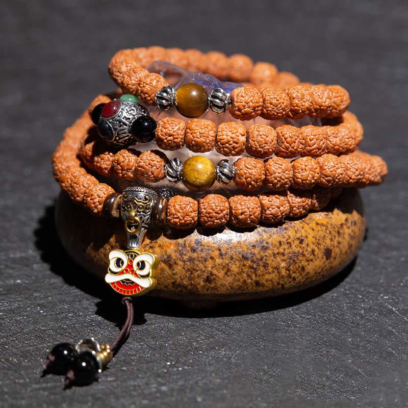 KarmaRipple's Tibet 108 Mala Beadwork Rudraksha Bodhi Seed Chinese Zodiac Natal Buddha Wealth Talisman Bracelet p31