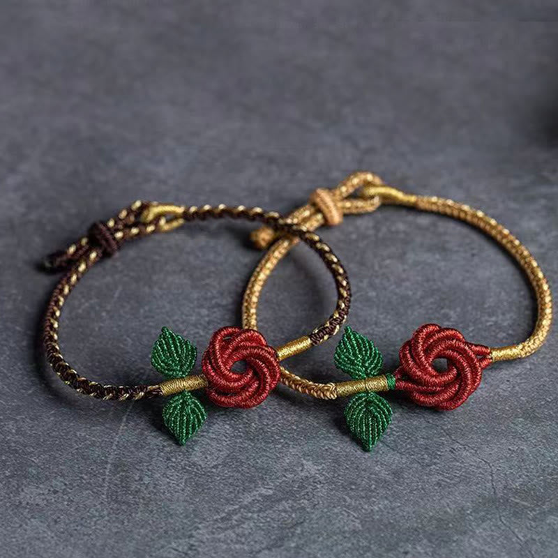 KarmaRipple's Rose Flower Rope Eight Thread Peace Weave Fortune Handmade Bracelet p14
