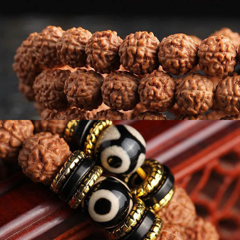 KarmaRipple's 108 Mala Beadwork Rudraksha Bodhi Seed Dzi Bead Fortune Wealth Bracelet p5