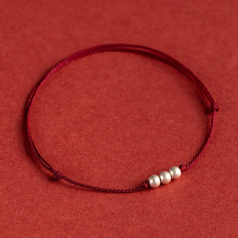 KarmaRipple's 925 Sterling Silver Three Beadwork Protection String Bracelet Anklet p2